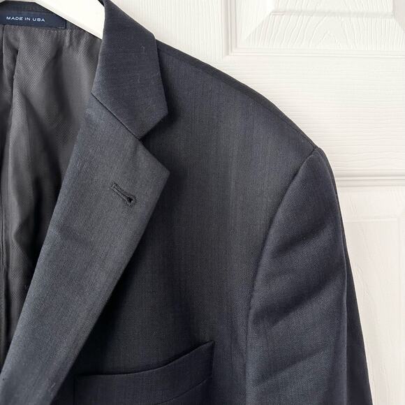 Joseph Abboud Loro Piana Wool Navy Blue Two Button Men Sports Jacket Blazer 42L - Picture 6 of 12